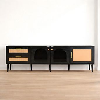 Lufeiya 70 Inch TV Stand for TVs Up to 80 Inch with LED Light