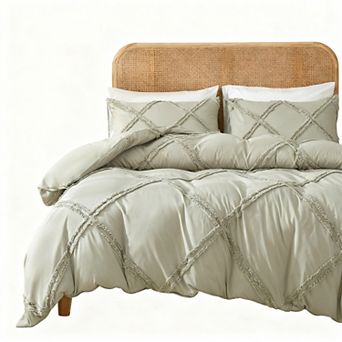 Bohemian Geometric Tufted Duvet Cover Set - King Size