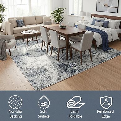 8x10 Washable Area Rug Non Slip Abstract Soft Durable Water Resistant