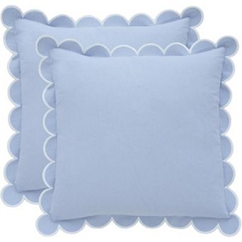 Scalloped Pillow Covers Set of 2 with Decorative Edge