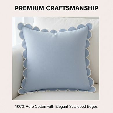Scalloped Pillow Covers Set of 2 with Decorative Edge