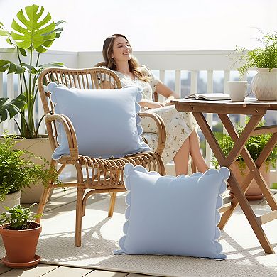 Scalloped Pillow Covers Set of 2 with Decorative Edge