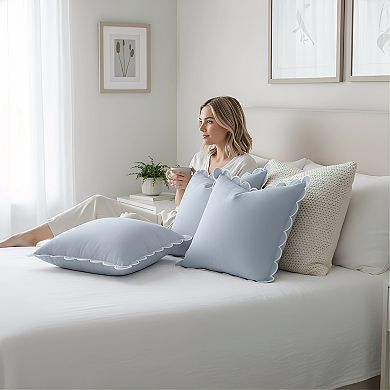 Scalloped Pillow Covers Set of 2 with Decorative Edge