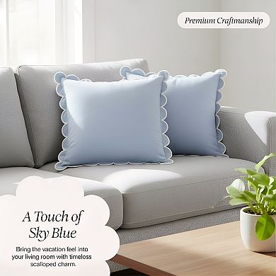 Scalloped Pillow Covers Set of 2 with Decorative Edge