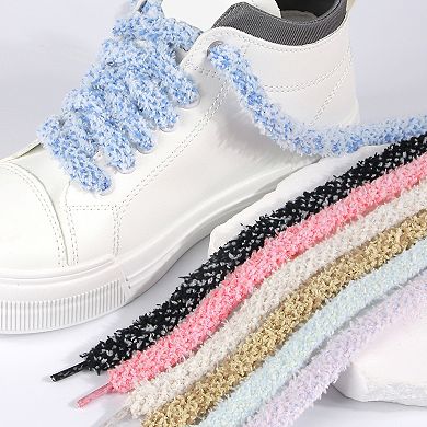 Women's 1 Pair Flat 0.47'' Fat Soft Fluffy Shoelaces for Sneakers 47.2"
