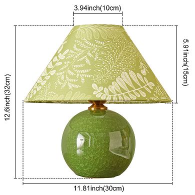 POWLIG Crackle Glaze Ceramic Table Lamp - 11.81" Farmhouse Style Decorative Lighting