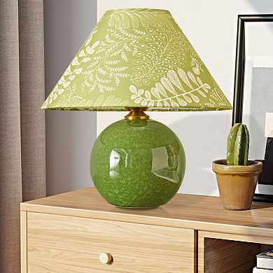 POWLIG Crackle Glaze Ceramic Table Lamp - 11.81" Farmhouse Style Decorative Lighting