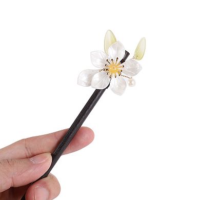 Hair Stick Pin for Women 1 Pc 7.88" Leaves Dark White