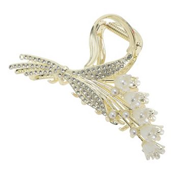Faux Pearl Wheat Hair Clips for Home Gold Tone White 1 pc