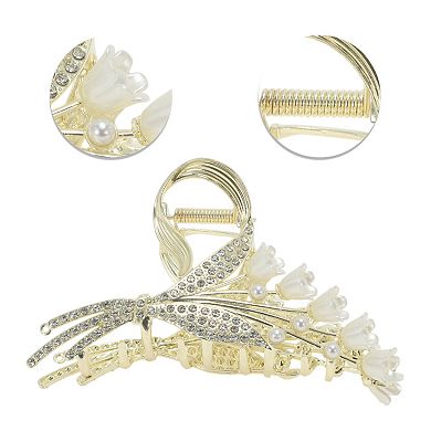 Faux Pearl Wheat Hair Clips for Home Gold Tone White 1 Pc