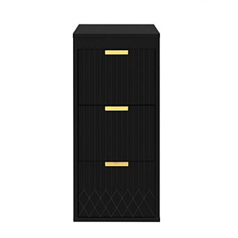 12 Inch Wall Mounted Floating Side Cabinet with Drawers for Bathroom and Living Room