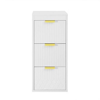 12 Inch Wall Mounted Floating Side Cabinet with Drawers for Bathroom and Living Room