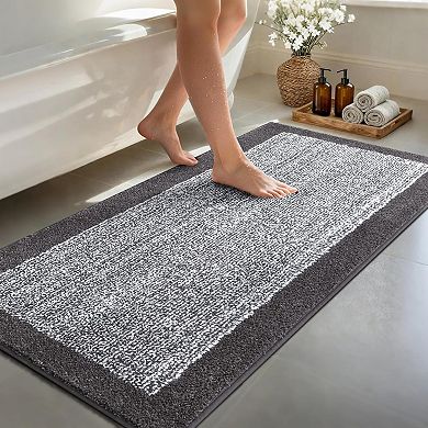 Long Bathroom Runner Rug ,Non Slip Washable Large Bath Rugs, Soft Absorbent Quick Dry Bath Mats