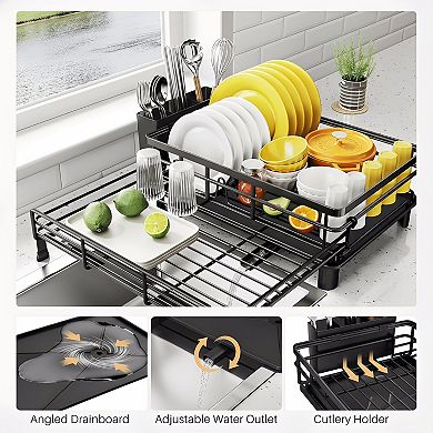 Stainless Steel Dish Strainer Extendable for Sink and Countertop