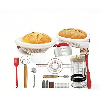 Great Ambitions Sourdough Bread Baking Kit with Proofing Basket,Starter Jar, Artisan Gift for Bakers