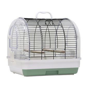 Travel Bird Cage Carrier, Portable Travel Box with 2 Food Bowls, 2 Perches and Tray