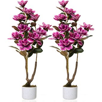 2-Pack 37" Faux Orchids Purple in Pot