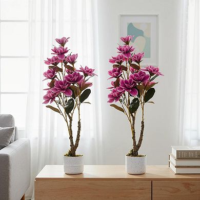 2-Pack 37" Faux Orchids Purple in Pot