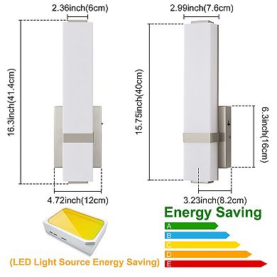POWLIG 16.3" Modern Flush Mount Wall Sconce, Brushed LED Wall Light for Bedroom, Bathroom-Hardwired