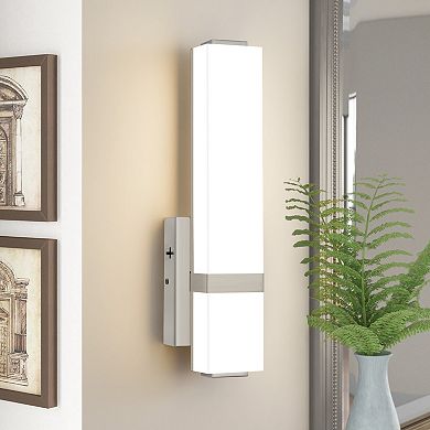 POWLIG 16.3" Modern Flush Mount Wall Sconce, Brushed LED Wall Light for Bedroom, Bathroom-Hardwired