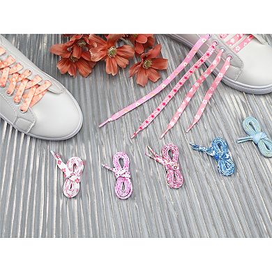 Women's Floral Printed Flat Shoelaces Sneakers Shoelaces 1 Pair 55.1"