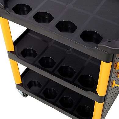 3 Tier Rolling Auto Detail Cart with Wheels Heavy Duty Storage Organizer for Garage Workshop