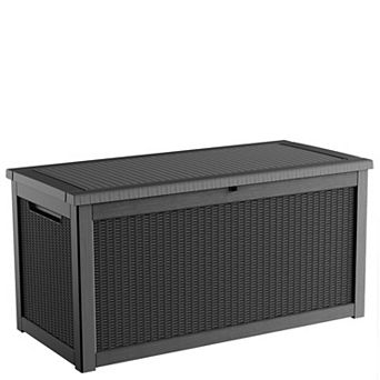 EFU 260 Gallon Weatherproof Deck Box, Lockable Resin Storage Container with Hydraulic Rods