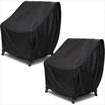 Black 2-Pack All-Weather Patio Chair Covers, UV & Windproof with Air Vents, Fits 35x38x31"
