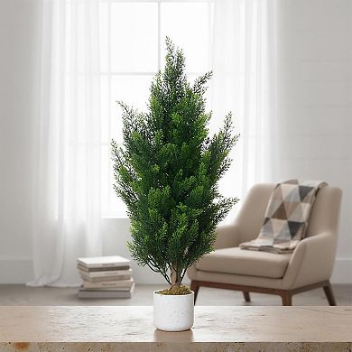 2 Pack 3FT UV-Resistant Artificial Cedar Topiary Trees