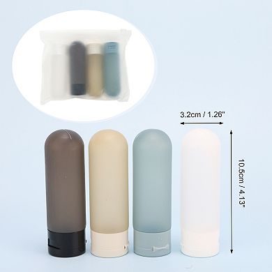 PP Travel Container Set 2.12oz Blue Transparent White Brown Black 4 Pcs