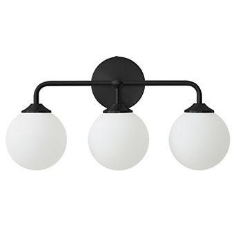 POWLIG 18.89" 3-Light Modern Bathroom Vanity Light with Milk White Glass Globe Shades
