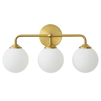 POWLIG 18.89" 3-Light Modern Bathroom Vanity Light with Milk White Glass Globe Shades