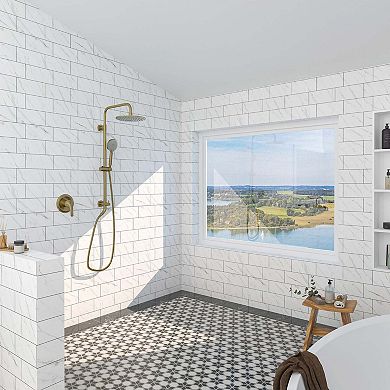 3-Spray Patterns with 2.5 GPM 10 in. Wall Mount Dual Shower Heads with Pressure Balance Valve