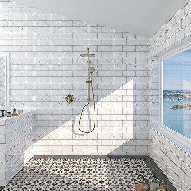 3-Spray Patterns with 2.5 GPM 10 in. Wall Mount Dual Shower Heads with Pressure Balance Valve