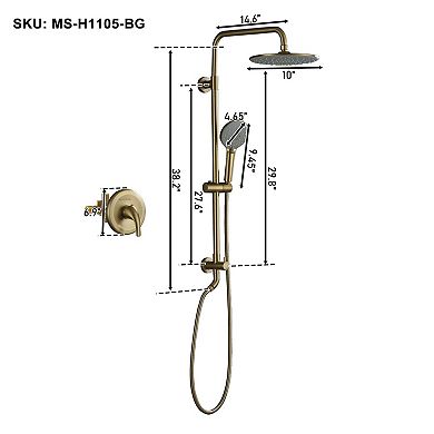 3-Spray Patterns with 2.5 GPM 10 in. Wall Mount Dual Shower Heads with Pressure Balance Valve