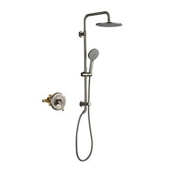 3-Spray Patterns with 2.5 GPM 10 in Wall Mount Dual Shower Heads with Pressure Balance Valve