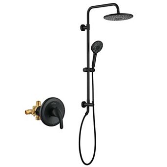 3-Spray Patterns with 2.5 GPM 10 in Wall Mount Dual Shower Heads with Pressure Balance Valve