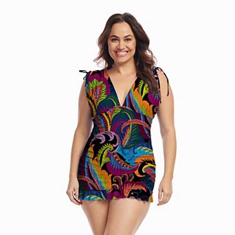Plus Size Mazu Swim Grecian Skater One-Piece Swim Dress
