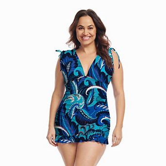 Plus Size Mazu Swim Grecian Skater One-Piece Swim Dress
