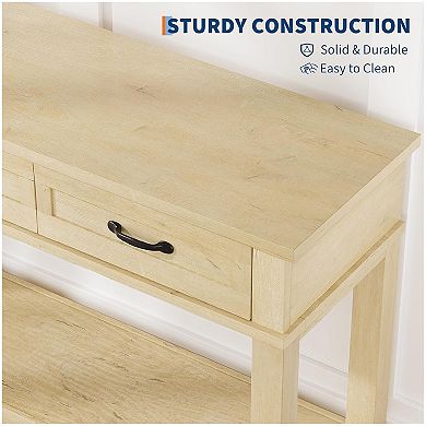 Entryway Table, Console Table with 3 Storage Drawers, 2 Tier Farmhouse Wooden Sofa Table