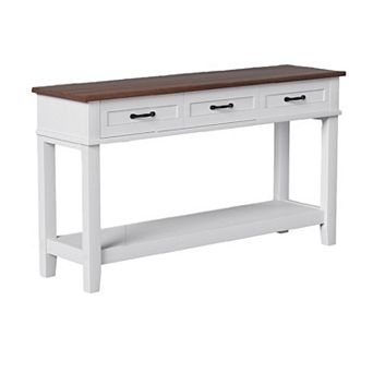 Entryway Table, Console Table with 3 Storage Drawers, 2 tier Farmhouse Wooden Sofa Table