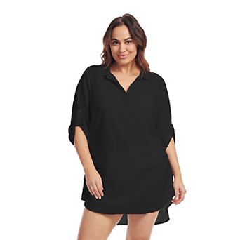 Plus Size Mazu Swim Collared Tunic Cover Up