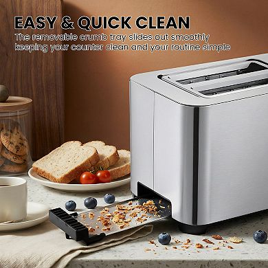 4 Slice Toaster Stainless Steel with LED Touch Screen 6 Browning Settings Anti Jam Auto Shut Off