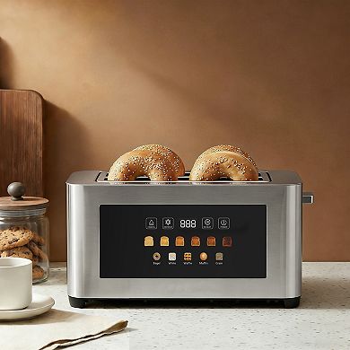 4 Slice Toaster Stainless Steel with LED Touch Screen 6 Browning Settings Anti Jam Auto Shut Off