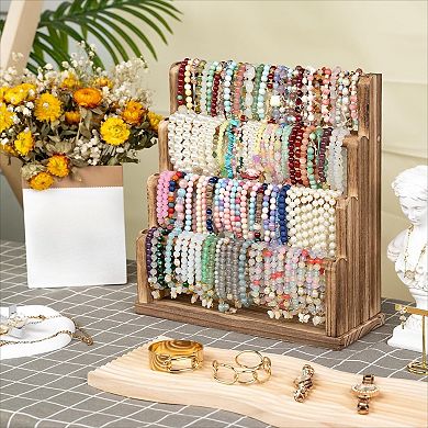 4 Tier Bracelet Holder Wood Organizer for Bangles Watches