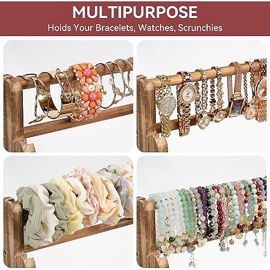 4 Tier Bracelet Holder Wood Organizer for Bangles Watches