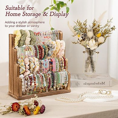 4 Tier Bracelet Holder Wood Organizer for Bangles Watches
