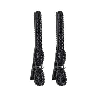 Fashion Diamond Bow Tie Hair Clips Hairdo Clip Black 1 Pair