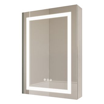 26x20 Inch Bathroom Medicine Cabinet with LED Mirror Single Door Left Open Anti Fog Waterproof