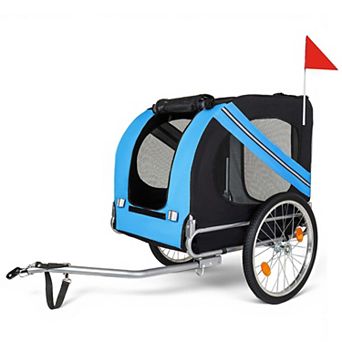100LB Capacity All-Terrain Folding Dog Bike Trailer-Steel Frame for Camping Outdoor Trips